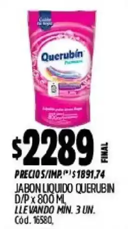Supermercados Yaguar Querubin jabon liquido oferta