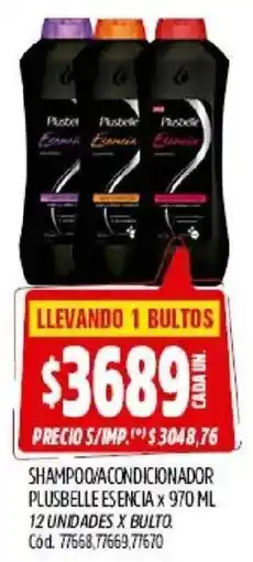 Supermercados Yaguar Plusbelle shampoo/condicionador esencia oferta