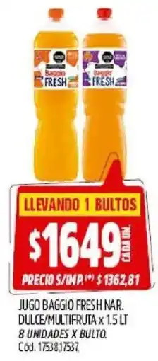 Supermercados Yaguar Baggio jugo fresh nar. dulce/multifruta oferta