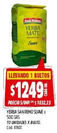 Supermercados Yaguar San remo yerba mate suave oferta