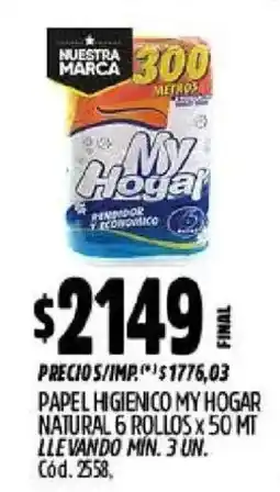 Supermercados Yaguar My hogar papel higienico natural oferta