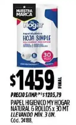Supermercados Yaguar My hogar papel higienico hoja simple oferta