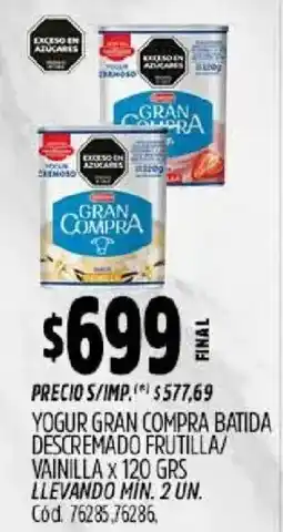 Supermercados Yaguar Yogur gran compra batida descremada frutilla vainilla oferta