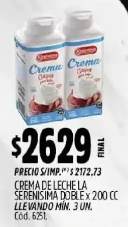 Supermercados Yaguar La serenisima crema de leche doble oferta
