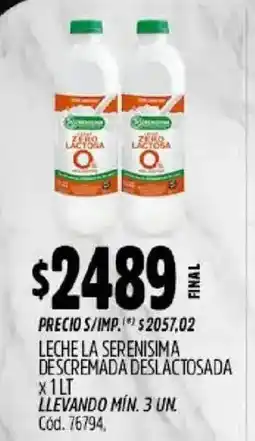 Supermercados Yaguar La serenisima leche descremada deslactosada oferta