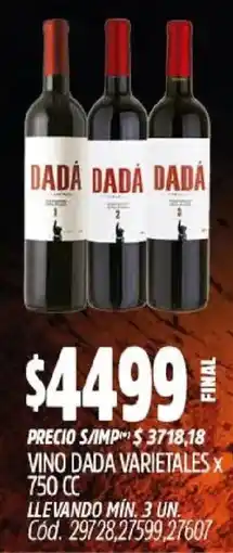 Supermercados Yaguar Dada vino varietales oferta