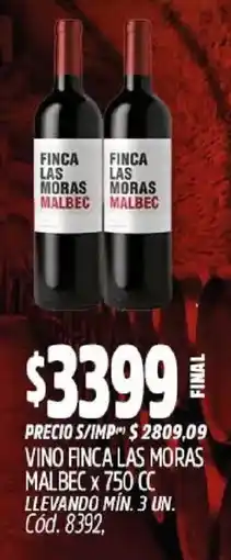Supermercados Yaguar Finca las moras malbec oferta