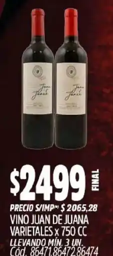 Supermercados Yaguar Juan de juana vino varietales oferta