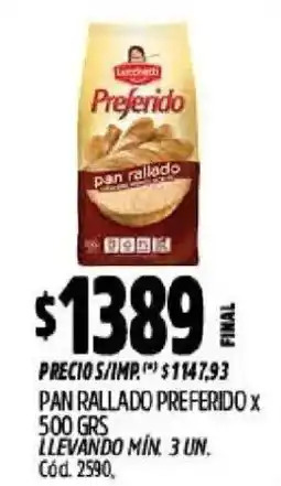 Supermercados Yaguar Luchetti pan rallado preferido oferta