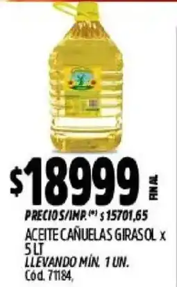 Supermercados Yaguar Aceite cañuelas girasol oferta