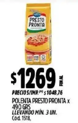Supermercados Yaguar Presto pronta polenta oferta