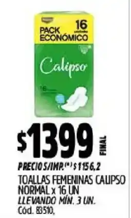 Supermercados Yaguar Calipso toallas femeninas normal oferta