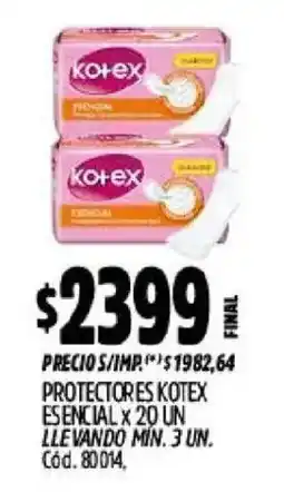 Supermercados Yaguar Kotex protectores esencial oferta