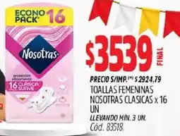 Supermercados Yaguar Nosotras toallas femeninas clasicas oferta