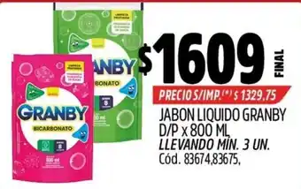 Granby jabon liquido bicarbonato