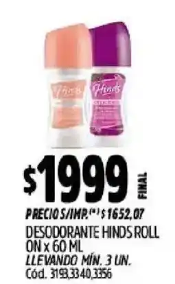 Supermercados Yaguar Hinds desodorante roll on oferta