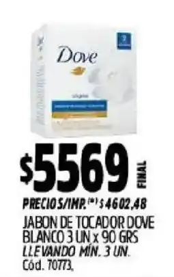 Supermercados Yaguar Dove jabon de tocador blanco oferta