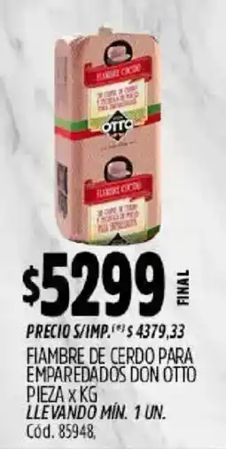 Supermercados Yaguar Don otto fiambre de cerdo para emparedados oferta