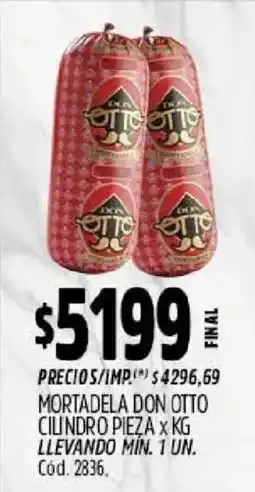 Supermercados Yaguar Don otto mortadela cilindro oferta