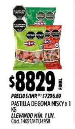 Supermercados Yaguar Misky pastilla de goma oferta