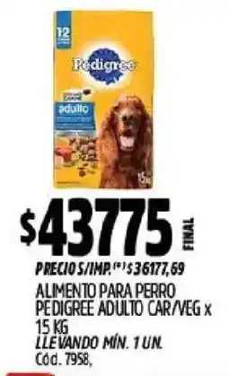 Supermercados Yaguar Pedigree alimento para perro adulto car/veg oferta