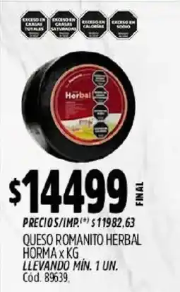 Supermercados Yaguar Herbal queso romanito oferta