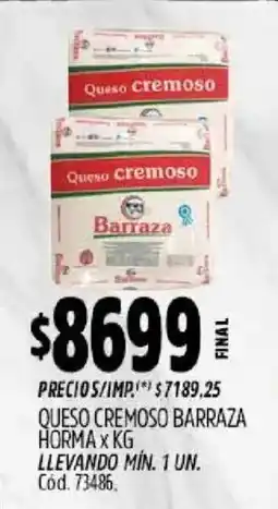 Supermercados Yaguar Barraza queso cremoso oferta