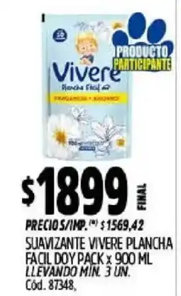 Supermercados Yaguar Vivere suavizante plancha facil doy pack oferta