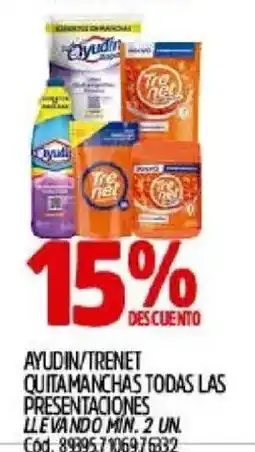 Supermercados Yaguar Ayudin/trenet quitamanchas todas las presentaciones oferta