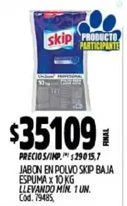 Supermercados Yaguar Skip jabon en polvo baja espuma oferta