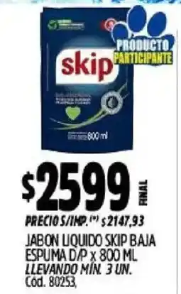 Supermercados Yaguar Skip jabon liquido baja espuma oferta