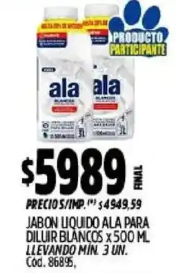 Supermercados Yaguar Ala jabon liquido para diluir blancos oferta
