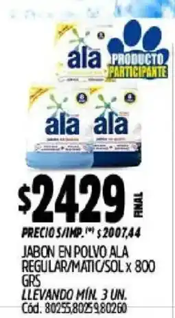 Supermercados Yaguar Ala jabon en polvo regular/matic/sol oferta