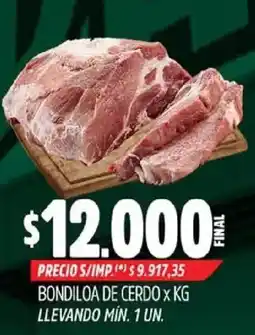 Supermercados Yaguar Bondiola de cerdo oferta