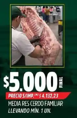 Supermercados Yaguar Media res cerdo familiar oferta
