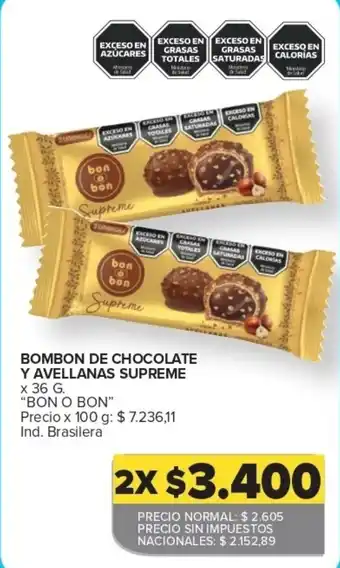 Bon o bon bombon de chocolate y avellanas supreme