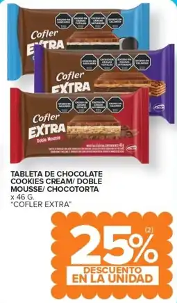 Carrefour Express Cofler extra tableta de chocolate cookies cream/ doble mousse/ chocotorta oferta