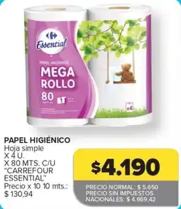 Carrefour Express Carrefour essential papel higiénico mega rollo oferta