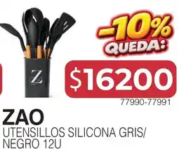 Masivos Zao utensilillos silicona gris/negro 12u oferta