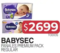 Masivos Babysec pañales premium pack regular oferta
