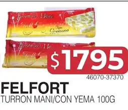 Masivos Felfort turron mani/con yema oferta