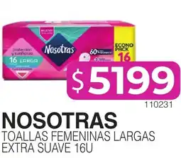 Masivos Nosotras toallas femeninas largas extra suave oferta