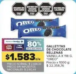 Carrefour Oreo - galletitas de chocolate rellenas oferta
