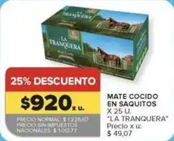 Carrefour La tranquera - mate cocido en saquitos oferta