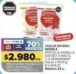 Carrefour La serenísima - yogur entero bebible oferta