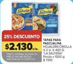 Carrefour La salteña - tapas para pascualina hojaldre/cri olla oferta