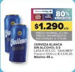 Carrefour Quilmes - cerveza blanca sin alcohol 0.0 oferta