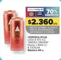 Carrefour Cerveza roja lata x 473 cc oferta