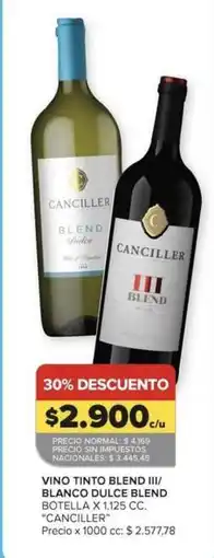 Carrefour Canciller - vino tinto blend iii / blanco dulce blend botella oferta
