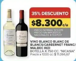 Carrefour Nicasia - vino blanco blanc de blancs/carbernet franc/malbec red oferta